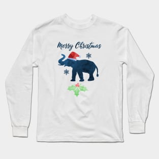 Christmas Elephant Art Long Sleeve T-Shirt